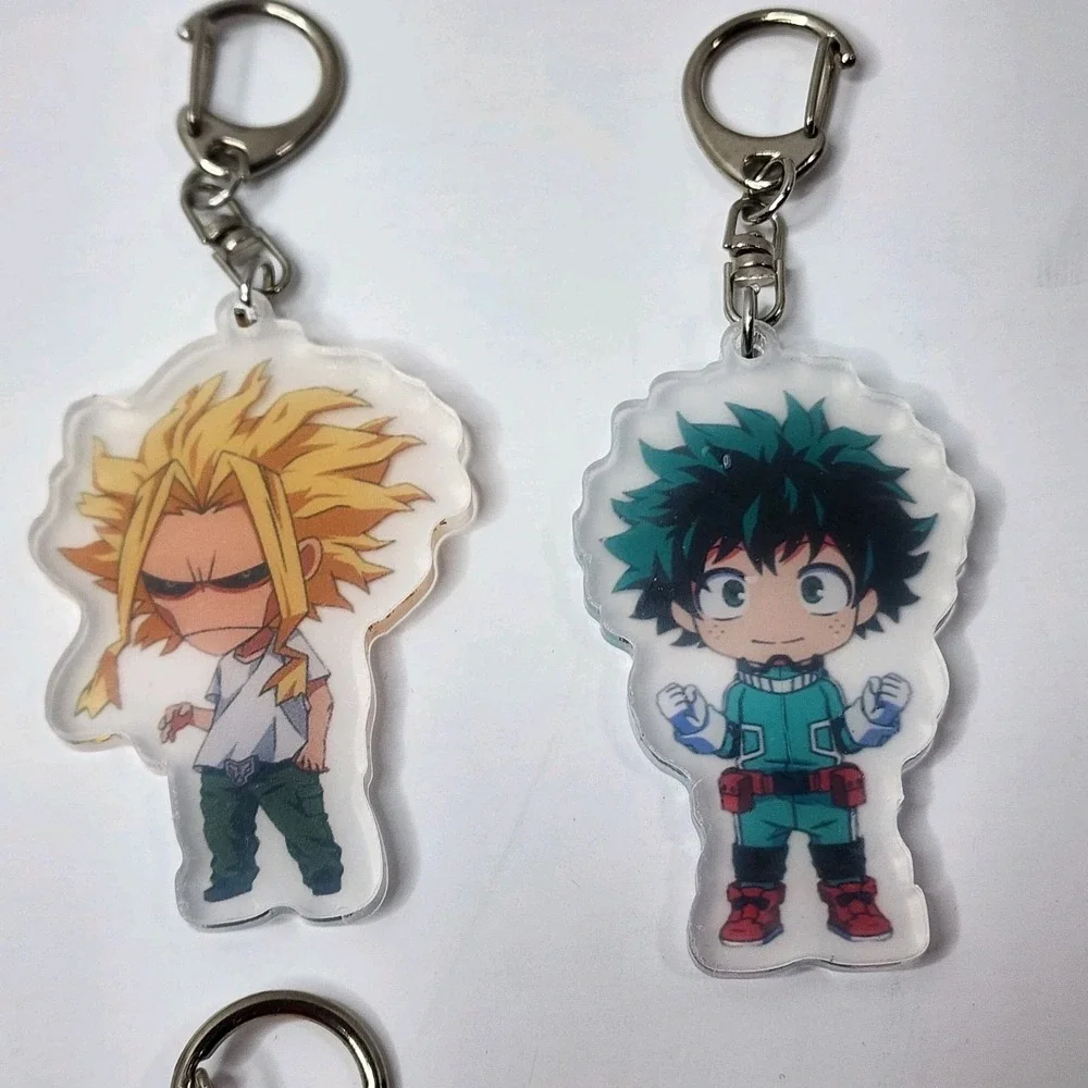 Set of 7 My Hero Academia Anime Acrylic Keychain Keyring Clips Clear Backs